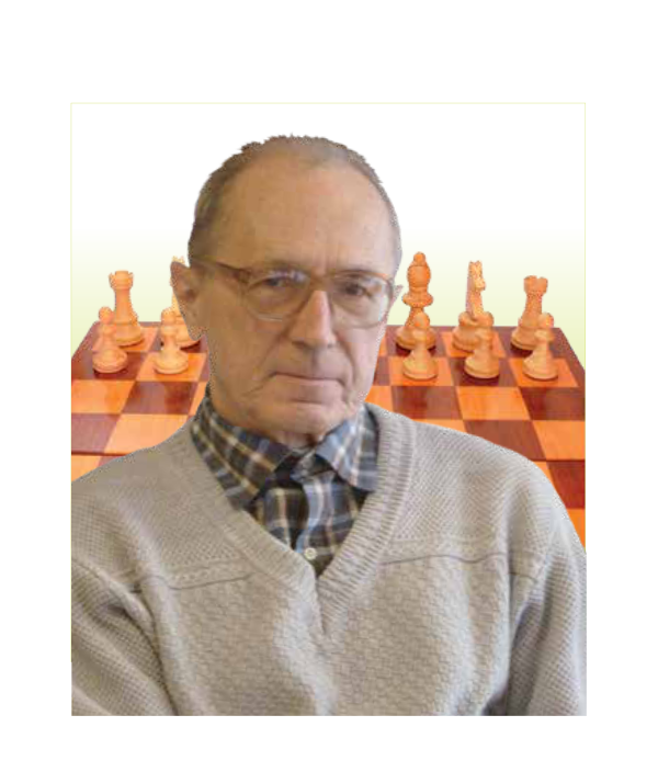 Mężczyzna z szachownicą w tle