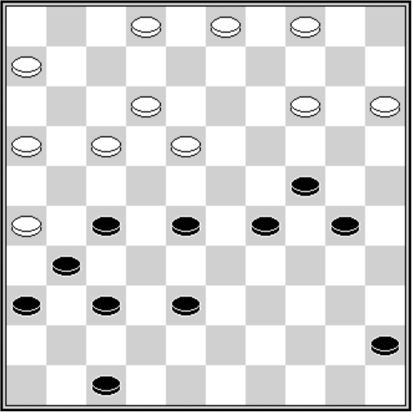 Białe: 49, 48, 47, 45, 39, 37, 36, 35, 34, 33, 25. Czarne: 4, 6, 13, 14, 15, 20, 21, 22, 23, 24, 27