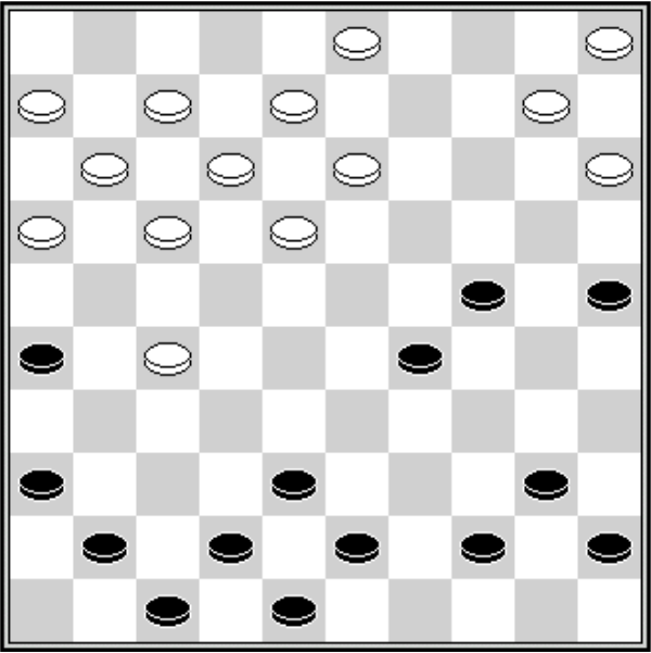 Białe: 48, 46, 45, 44, 43, 41, 40, 39, 38, 36, 35, 34, 33, 24. Czarne: 3, 4, 6, 7, 8, 9, 10, 11, 13, 15, 22, 25, 26, 27