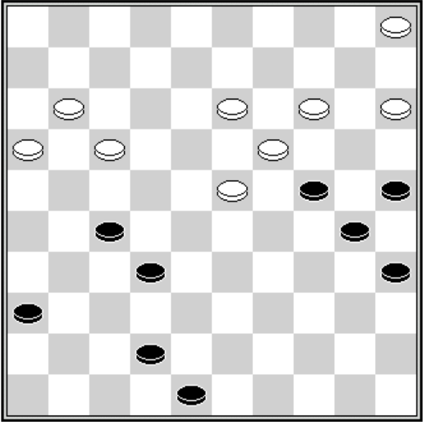 Białe: 46, 40, 38, 37, 36, 35, 34, 32, 28. Czarne: 3, 9, 15, 16, 19, 21, 24, 26, 27