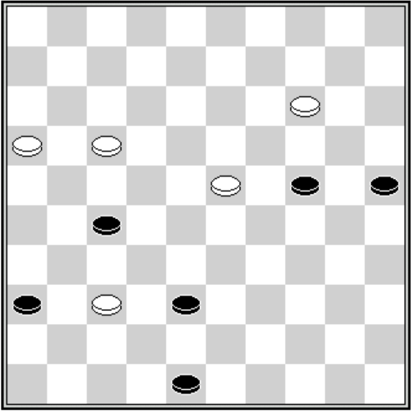 Białe: 37, 35, 34, 28, 14. Czarne: 3, 13, 15, 24, 26, 27