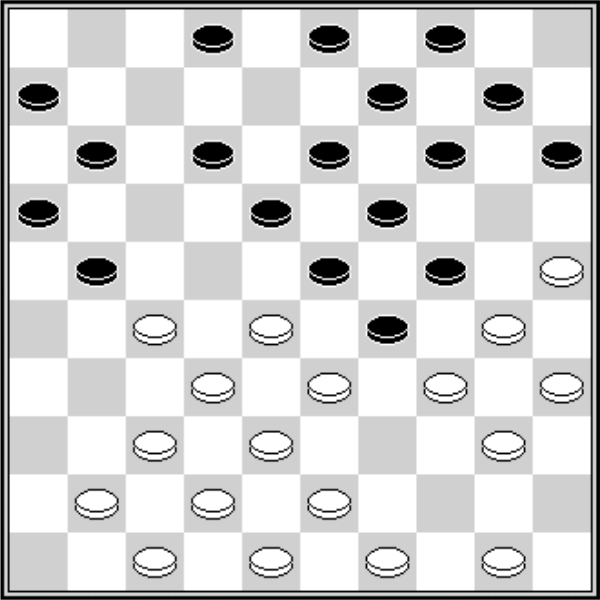 Białe: 50, 49, 48, 47, 43, 42, 41, 40, 38, 7, 35, 34, 33, 32, 30, 28, 27, 25. Czarne: 2, 3, 4, 6, 9, 10, 11, 12, 13, 14, 15, 16, 18, 19, 21, 23, 24, 29