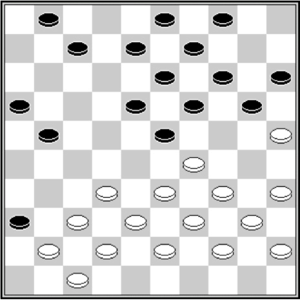 Białe: 47, 45, 44, 43, 42, 41, 40, 39, 38, 37, 35, 34, 33, 32, 29, 25. Czarne: 1, 3, 4, 7, 8, 9, 13, 14, 15, 16, 18, 19, 20, 21, 23, 36