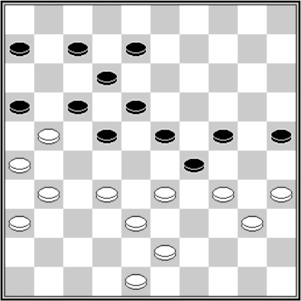 Białe: 48, 43, 40, 38, 36, 35, 34, 33, 32, 31, 26, 21. Czarne: 6, 7, 8, 12, 16, 17, 18, 22, 23, 24, 25, 29