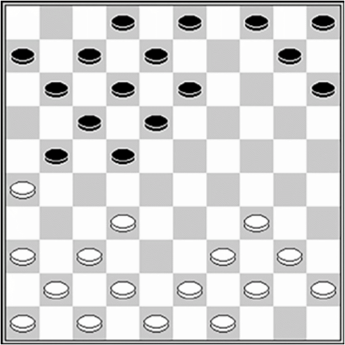 Białe: 49, 48, 47, 46, 45, 44, 43, 42, 41, 40, 39, 37, 36, 34, 32, 26. Czarne: 2, 3, 4, 5, 6, 7, 8, 10, 11, 12, 13, 15, 17, 18, 21, 22