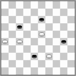 Białe: 39, 27, 26, 23. Czarne: 13, 17, 30, 38