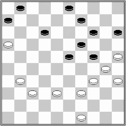 Białe: 49, 39, 38, 37, 35, 34, 31, 30, 25, 16. Czarne: 1, 3, 6, 9, 12, 14, 15, 19, 23, 24