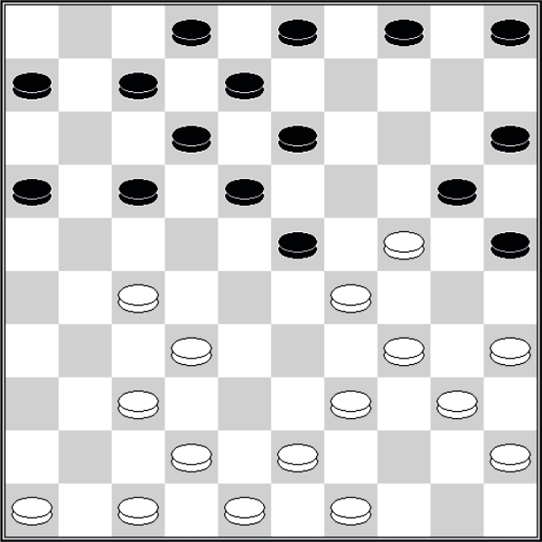 Białe: 49, 48, 47, 46, 45, 43, 42, 40, 39, 37,  35, 34, 32, 29, 27, 24. Czarne: 2, 3, 4, 5, 6, 7, 8, 12, 13, 15, 16, 17, 18, 20, 23, 25