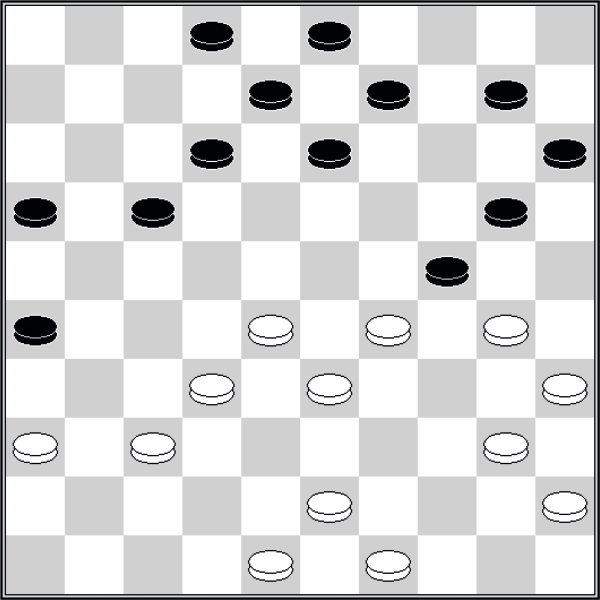 Białe: 49, 48, 45, 43, 40, 37, 36, 35, 33, 32, 30, 29, 28.  Czarne: 2, 3, 8, 9, 10, 12, 13, 15, 16, 17, 20, 24, 26