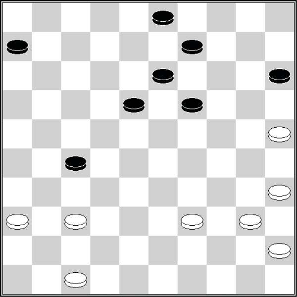 Białe: 47, 45, 40, 39, 37, 36, 35, 25. Czarne: 3, 6, 9, 13, 15, 18, 19, 27