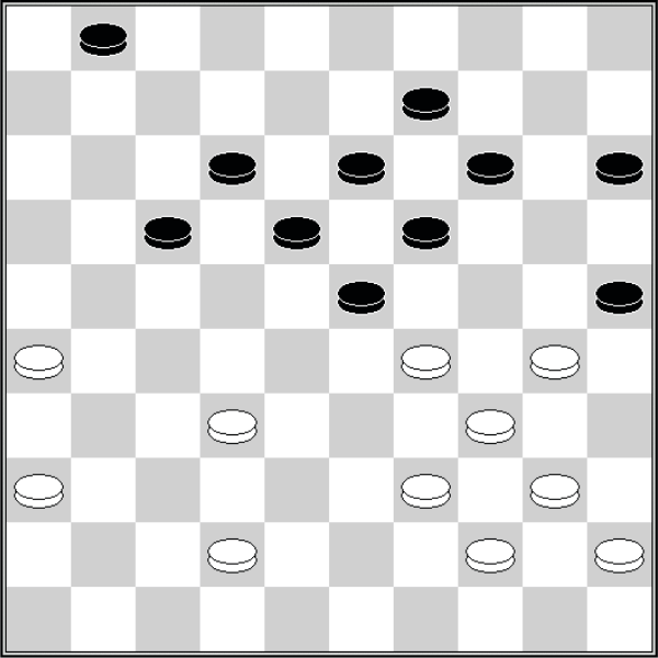 Białe: 45, 44, 42, 40, 39, 36, 34, 32, 30, 29, 26. Czarne: 1, 9, 12, 13, 14, 15, 17, 18, 19, 23, 25