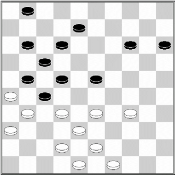 Białe: 49, 48, 43, 42, 38, 36, 34, 33, 32, 31, 26 Czarne: 1, 8, 11, 12, 14, 15, 17, 21, 22, 23, 27