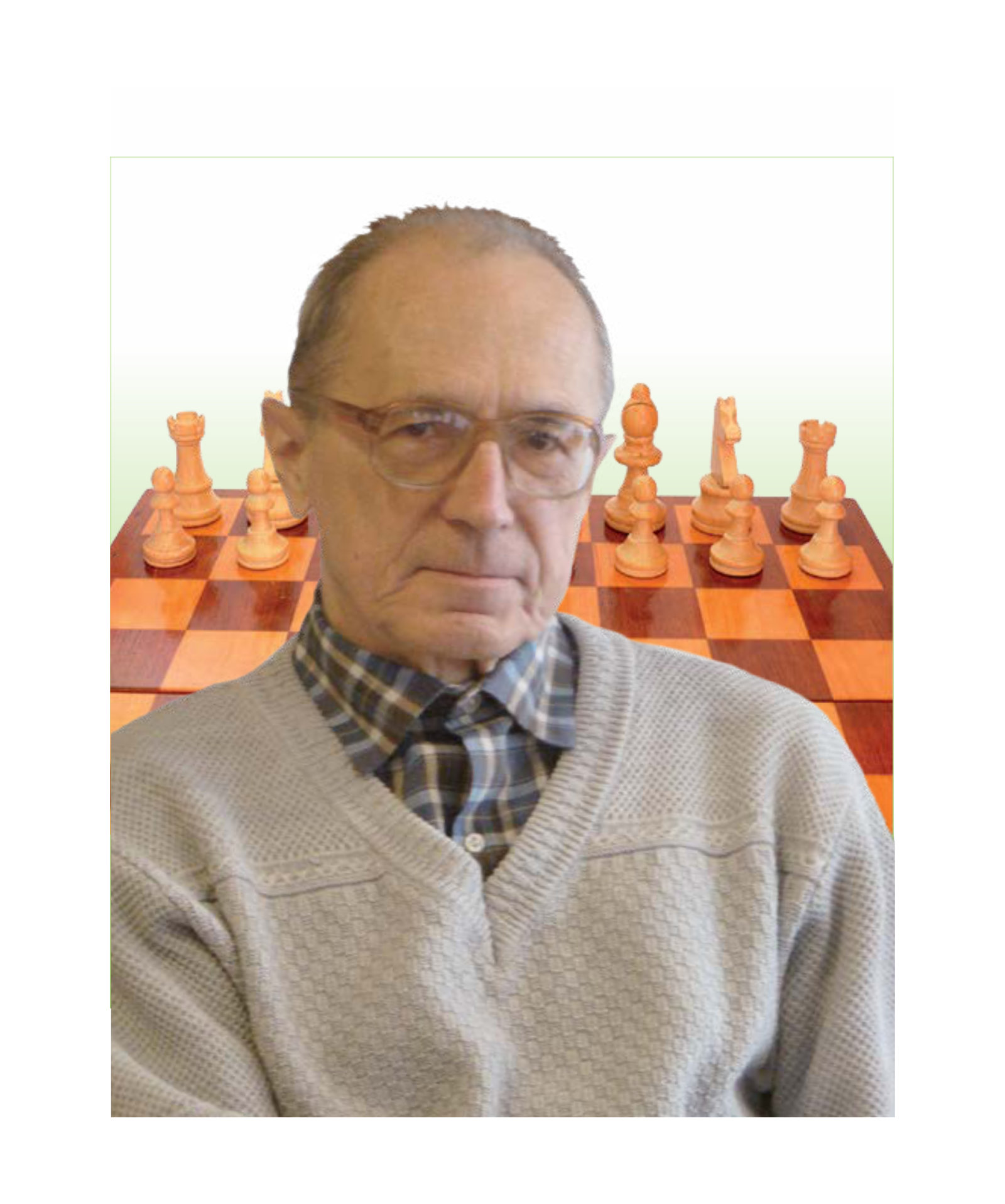 Mężczyzna z szachownicą w tle