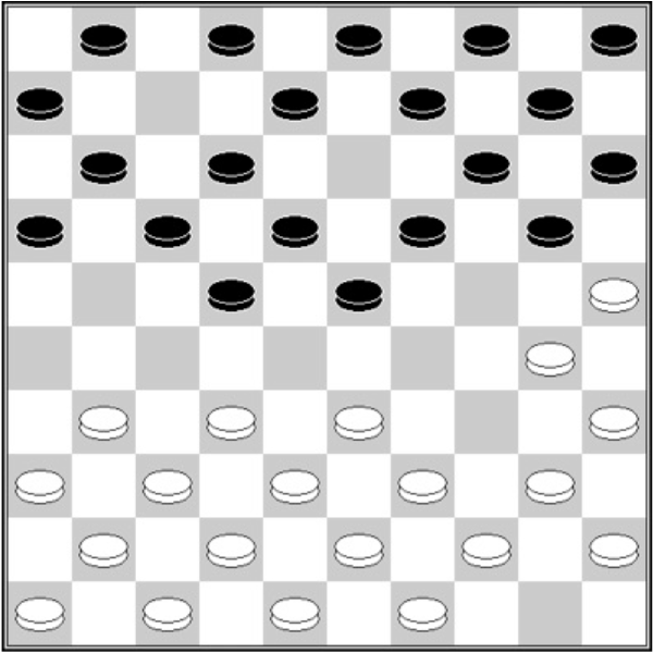 Białe: 49, 48, 47, 46, 45, 44, 43, 42, 41, 40, 39, 38, 37, 36, 35, 33, 32, 31, 30, 25. Czarne: 1, 2, 3, 4, 5, 6, 8, 9, 10, 11, 12, 14, 15, 16, 17, 18, 19, 20, 22, 23