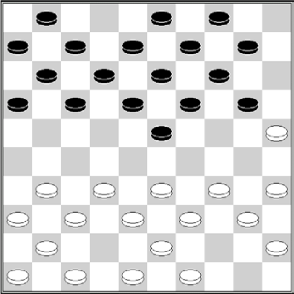Białe: 49, 48, 47, 46, 45, 43, 41, 40, 39, 38, 37, 36, 35, 34, 33, 32, 31, 25. Czarne: 1, 3, 4, 6, 7, 8, 9, 10, 11, 12, 13, 14, 16, 17, 18, 19, 20, 23