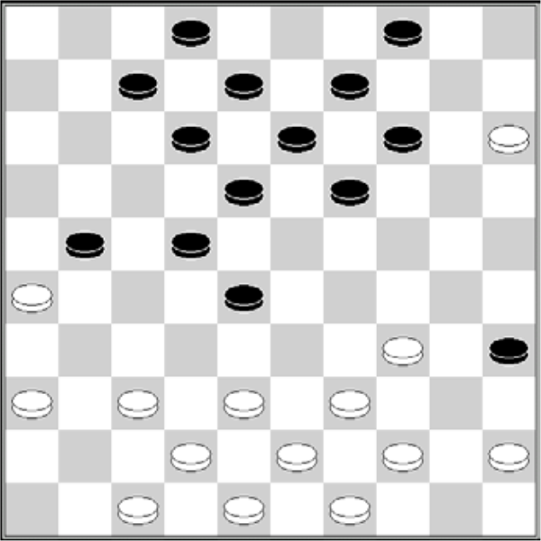 Białe: 49, 48, 47, 45, 44, 43, 42, 39, 38, 37, 36, 34, 26, 15 Czarne: 2, 4, 7, 8, 9, 12, 13, 14, 18, 19, 21, 22, 28, 35