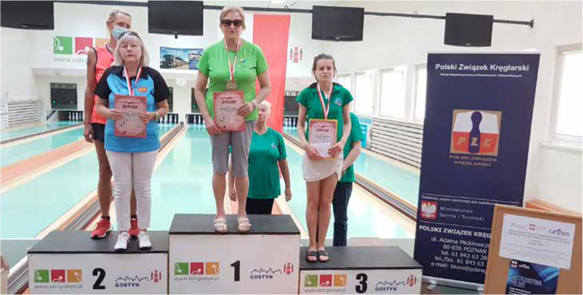 Kobiety na podium z medalami i dyplomami