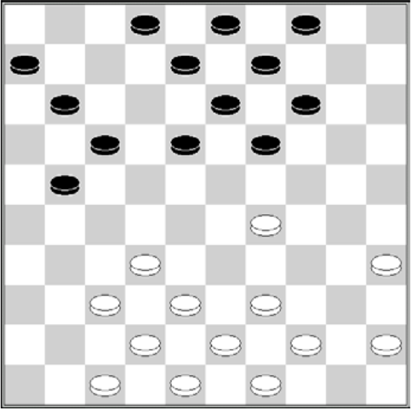 Białe: 49, 48, 47, 45, 44, 43, 42, 39, 38, 37, 35, 32, 29 Czarne: 2, 3, 4, 6, 8, 9, 11, 13, 14, 17, 18, 19, 21