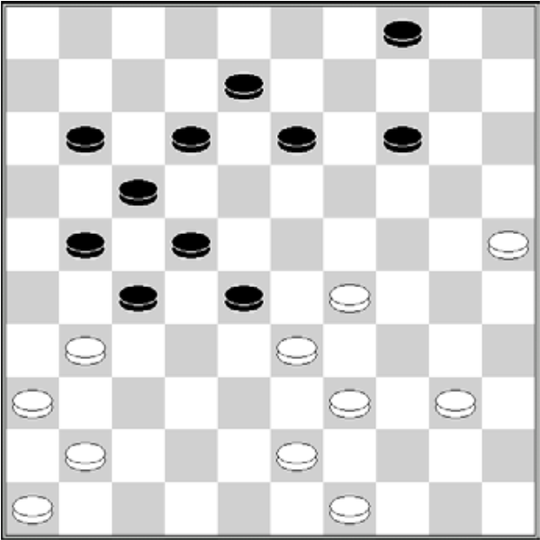 Białe: 49, 46, 43, 41, 40, 39, 36, 33, 31, 29, 25
                  Czarne: 4, 8, 11, 12, 13, 14, 17, 21, 22, 27, 28