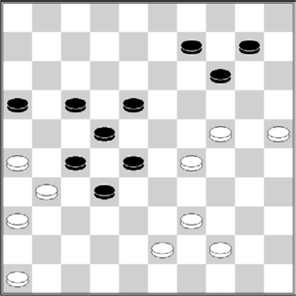 Białe: 46, 44, 43, 39, 36, 31, 29, 26, 25, 24
                              Czarne: 9, 10, 14, 16, 17, 18, 22, 27, 28, 32