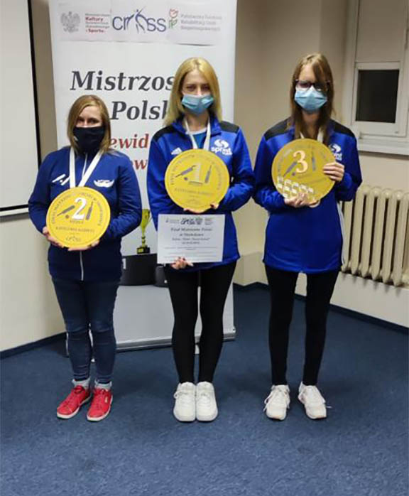 Podium kobiet. Od lewej: Katarzyna Stenka – „Ikar” Lublin, Monika Szwałek – „Sprint” Wrocław, Weronika Szynal  – „Sprint” Wrocław