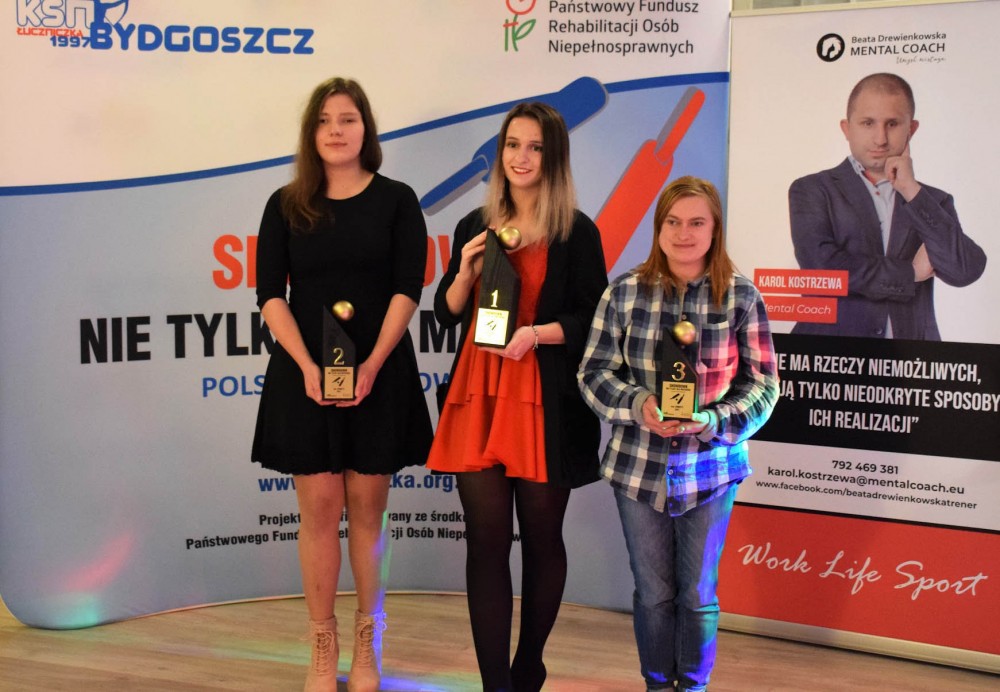 Podium klasyfikacji generalnej w kategorii kobiet. Od lewej: Dominika Czuj („Ikar” Lublin), Patrycja Kaza („Łuczniczka” Bydgoszcz), Katarzyna Stenka („Ikar” Lublin)