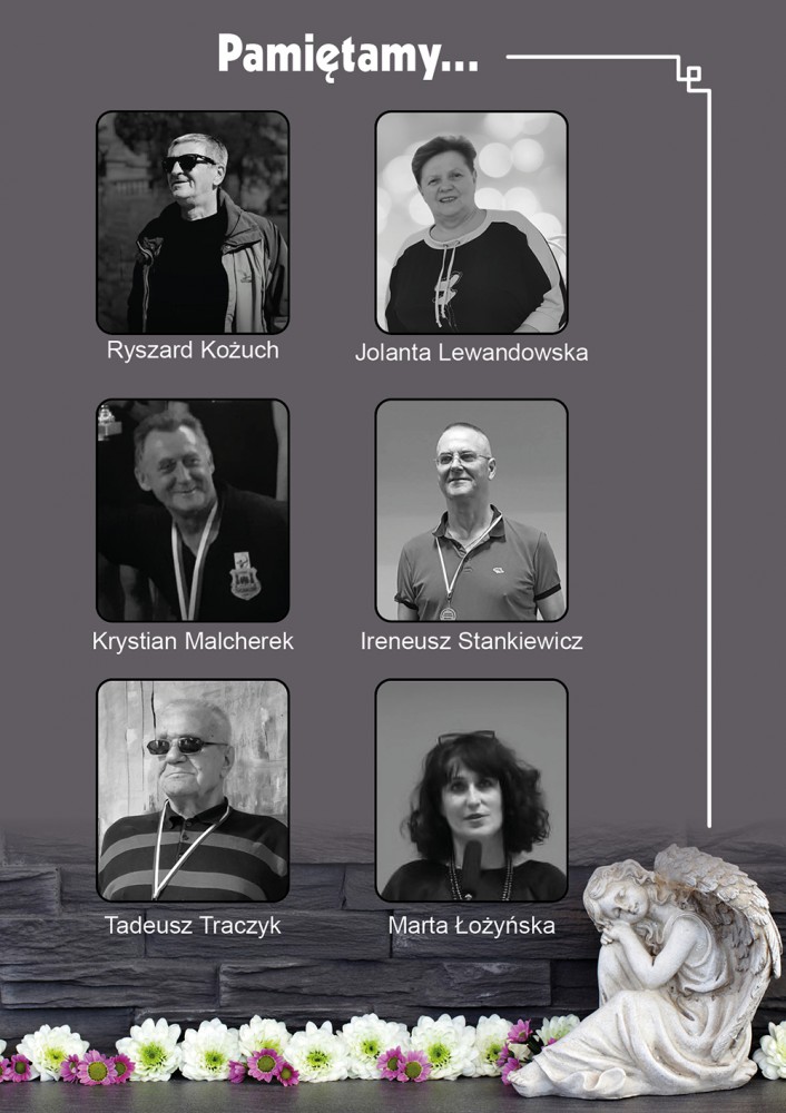 grafika przedstawia zdjęcia os&oacute;b, kt&oacute;re zmarły w ciągu ostatniego roku i napis pamiętamy