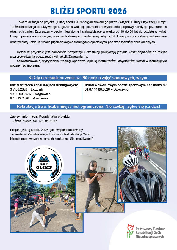 grafika plakatu projektu szkoleniowego bliżej sportu