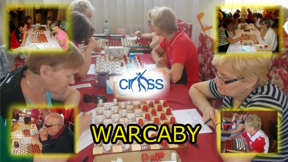 Kolaż zdjęć z rozgrywek warcabowych Stowarzyszenia CROSS