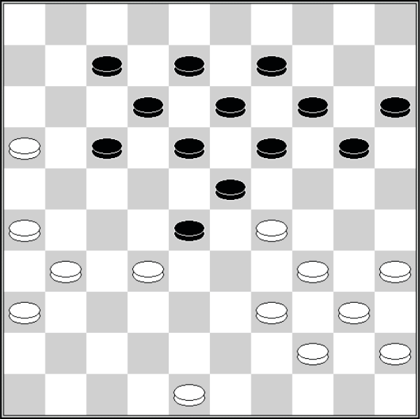 Białe: 48, 45, 44, 40, 39, 36, 35, 34, 32, 31, 29, 26, 16. Czarne: 7, 8, 9, 12, 13, 14, 15, 17, 18, 19, 20, 23, 28