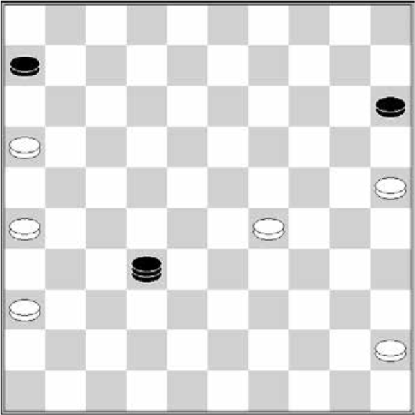 Białe: 45, 36, 29, 26, 25, 16 Czarne: 6, 15, damka 32