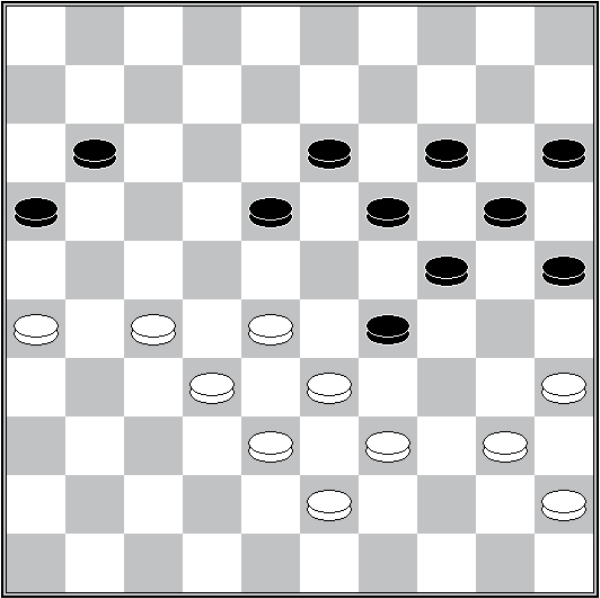 Białe: 45, 43, 40, 39, 38, 35, 33, 32, 28, 27, 26 Czarne: 11, 13, 14, 15, 16, 18, 19, 20, 24, 25, 29
