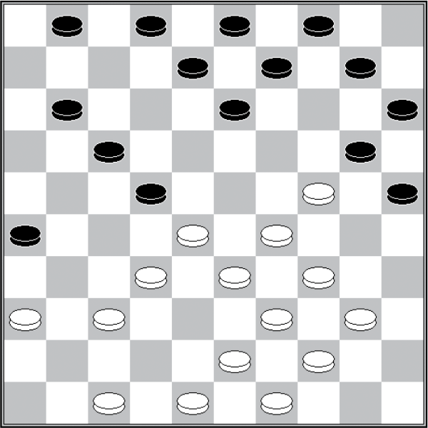 Białe: 49, 48, 47, 44, 43, 40, 39, 37, 36, 34, 33, 32, 29, 28, 24 Czarne: 1, 2, 3, 4, 8, 9, 10, 11, 13, 15, 17, 20, 22, 25, 26