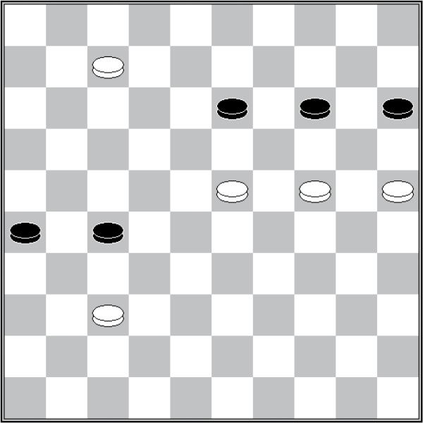 Białe: 37, 25, 24, 23, 7 Czarne: 13, 14, 15, 26, 27