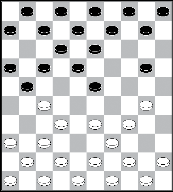 Białe: 50, 49, 48, 47, 46, 45, 44, 43, 42, 41, 39, 37, 36, 34, 33, 32, 30, 27 Czarne: 1, 2, 3, 4, 5, 6, 7, 8, 9, 10, 12, 13, 16, 17, 18, 20, 21, 23
