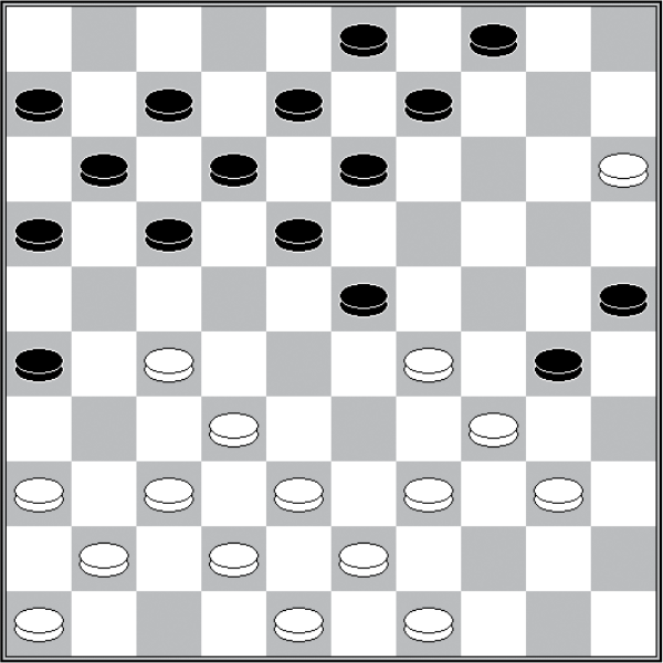 Białe: Białe: 49, 48, 46, 43, 42, 41, 40, 39, 38, 37, 36, 34, 32, 29, 27, 15 Czarne: 3, 4, 6, 7, 8, 9, 11, 12, 13, 16, 17, 18, 23, 25, 26, 30