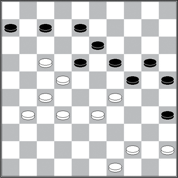 Białe: 49, 45, 44, 33, 32, 31, 29, 27, 22, 17 Czarne: 6, 7, 8, 13, 18, 19, 20, 24, 25, 35