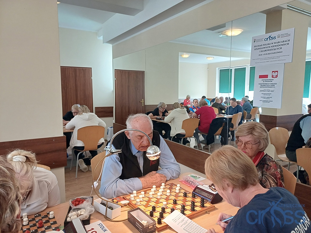 grupa osób gra w warcaby