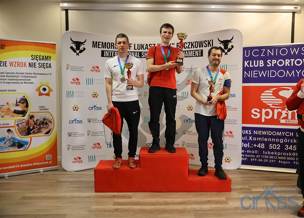 trzech mężczyzn na podium