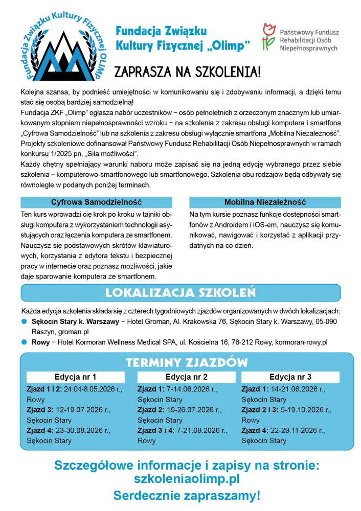 grafika plakatu projektu szkoleniowego fundacji olimp